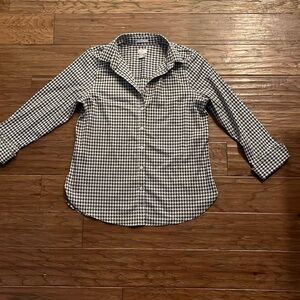 Chicos Button Down Black and Gray Houndstooth 3/4 length Sleeve Shirt Size 1 (S)